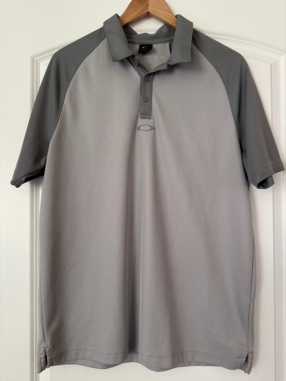 Oakley Hydrolix Gray Golf Polo Shirt Two-Tone Short Sleeve Mens Size L